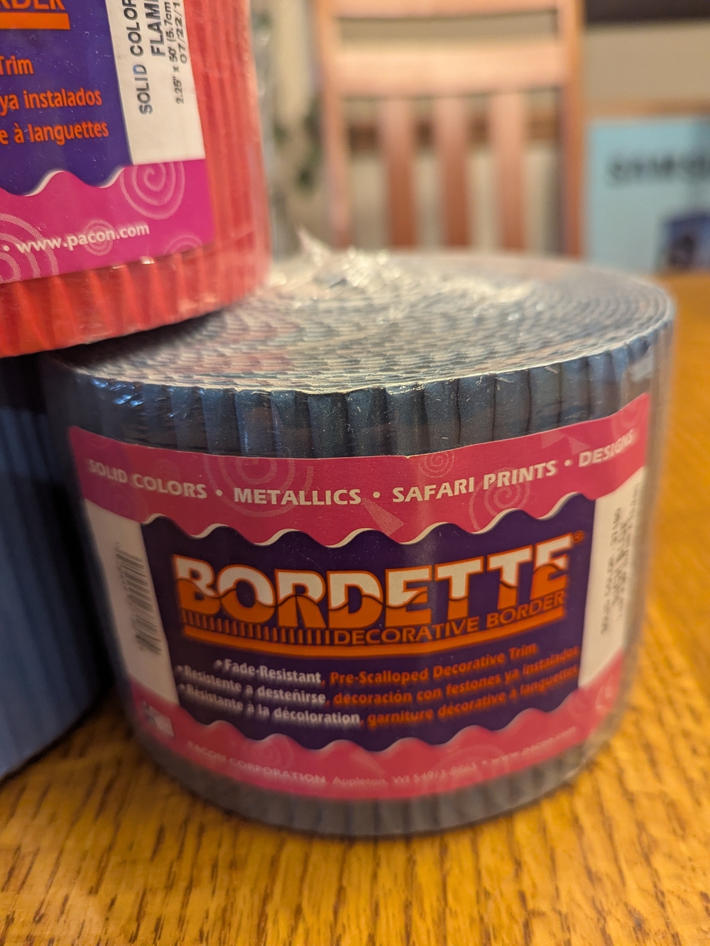 8 Rolls of Border / Bordette- Glitter Green, Teal, Snowflake ,Yellow, Red, White - Picture 4 of 11